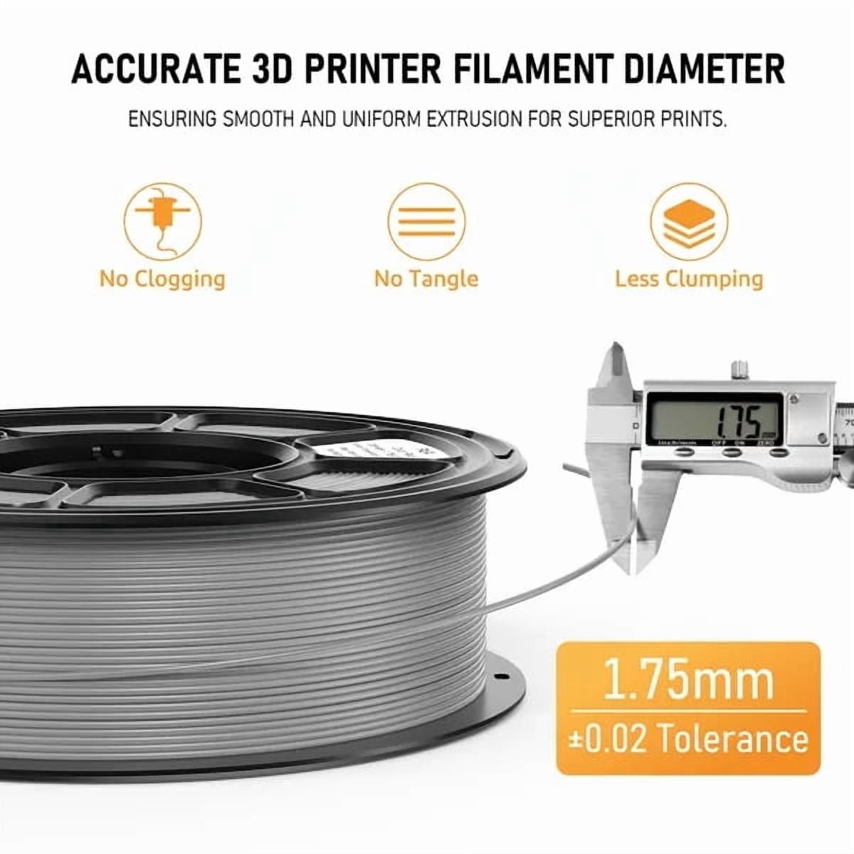 Silk PLA 3D Printer Filament 1.75mm, 1.1kg Spool, Glossy Metallic Shiny Finish, Smooth Printing Material for FDM Printers