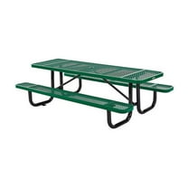 8' Rectangular Picnic Table, Expanded Metal, Green (96" Long)