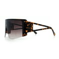 thumbnail image 6 of Womens Oversized Shield Curved Wrap Flat Top Half Rim Plastic Sunglasses Tortoise - Brown, 6 of 8