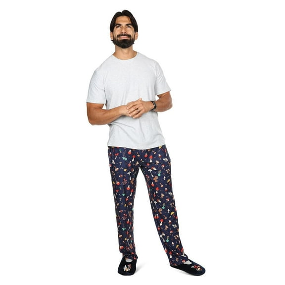 MeMoi Men's Mushrooms Two Piece PJ Set in a Bag - Mens - Male, L, Bright Navy