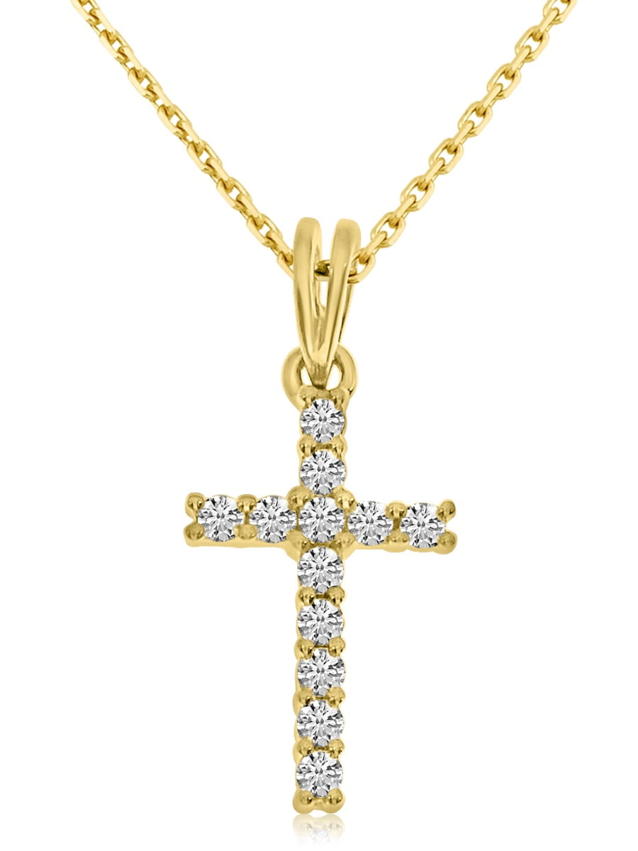 Direct-Jewelry - 14K Yellow Gold Diamond Cross Pendant with 18