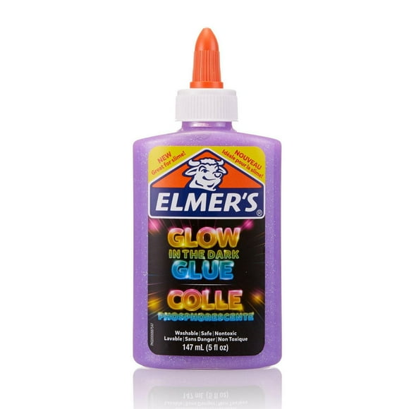 Colle liquide phosphorescente Elmer’s, lavable, violet, idéale pour fabriquer de la glu