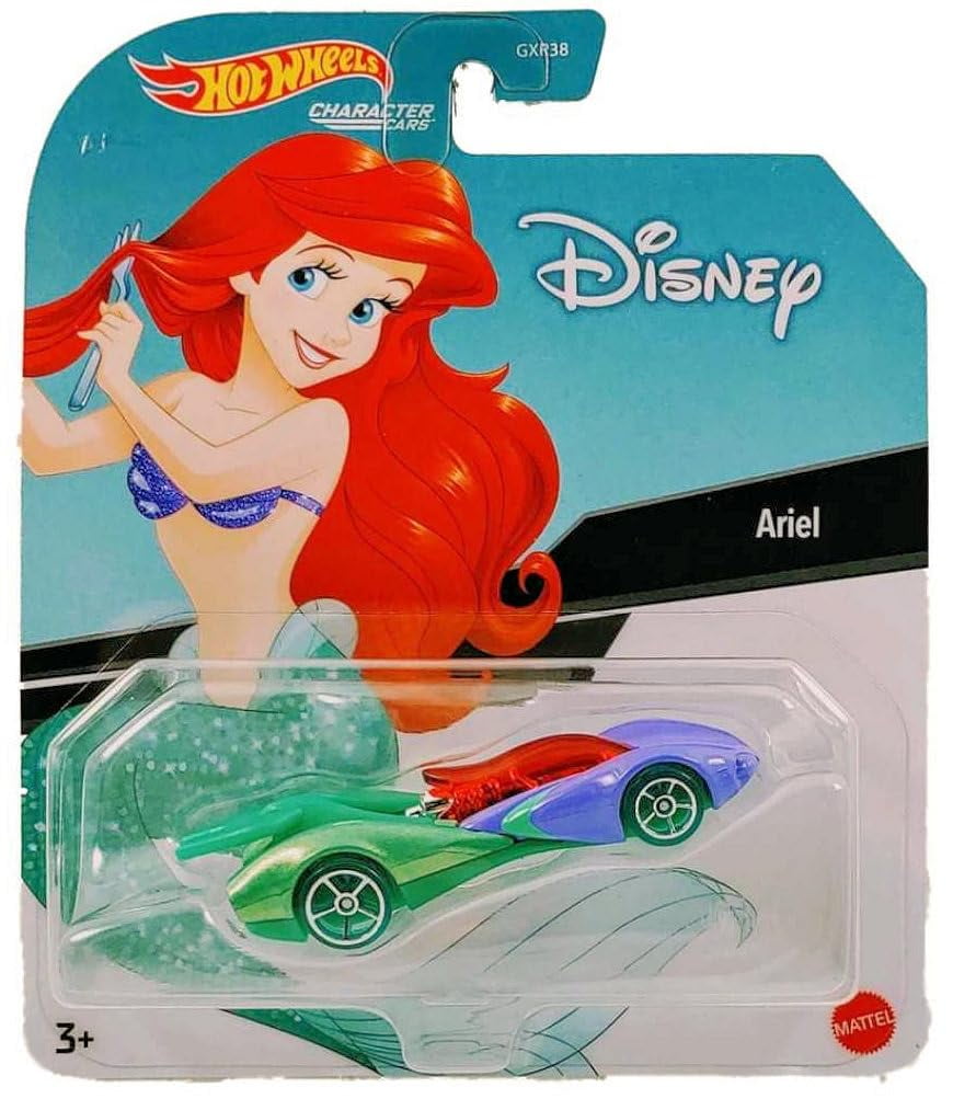 Hot Wheels Disney Character Cars Collection, The Little Mermaid Set of 3 Die-Cast Vehicles, Ages 3+