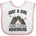 thumbnail image 3 of Inktastic Just a Girl Who Loves Adventure Girls Baby Bib, 3 of 4