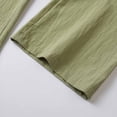 thumbnail image 6 of Mens Linen Cargo Pants Lightweight Golf Dress Pants Button Casual Loose Summer Beach Yoga Pants with Multi Pockets Size 3XL Army Green, 6 of 7