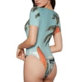 thumbnail image 2 of Bingfone Motif Vintage Surf Van Plage Justaucorps Col Rond pour Femmes, Bouton Pression Manches Courtes Justaucorps, Adapté pour Fête, Sports, Usage Quotidien-Grand, 2 of 7