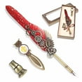 thumbnail image 1 of Seitruly Pluma estilográfica a prueba de herrumbre, juego de pluma estilográfica de tinta de color verdadero de estilo medieval que no se Suministros de escritura y corrección Borgoña, 1 of 6