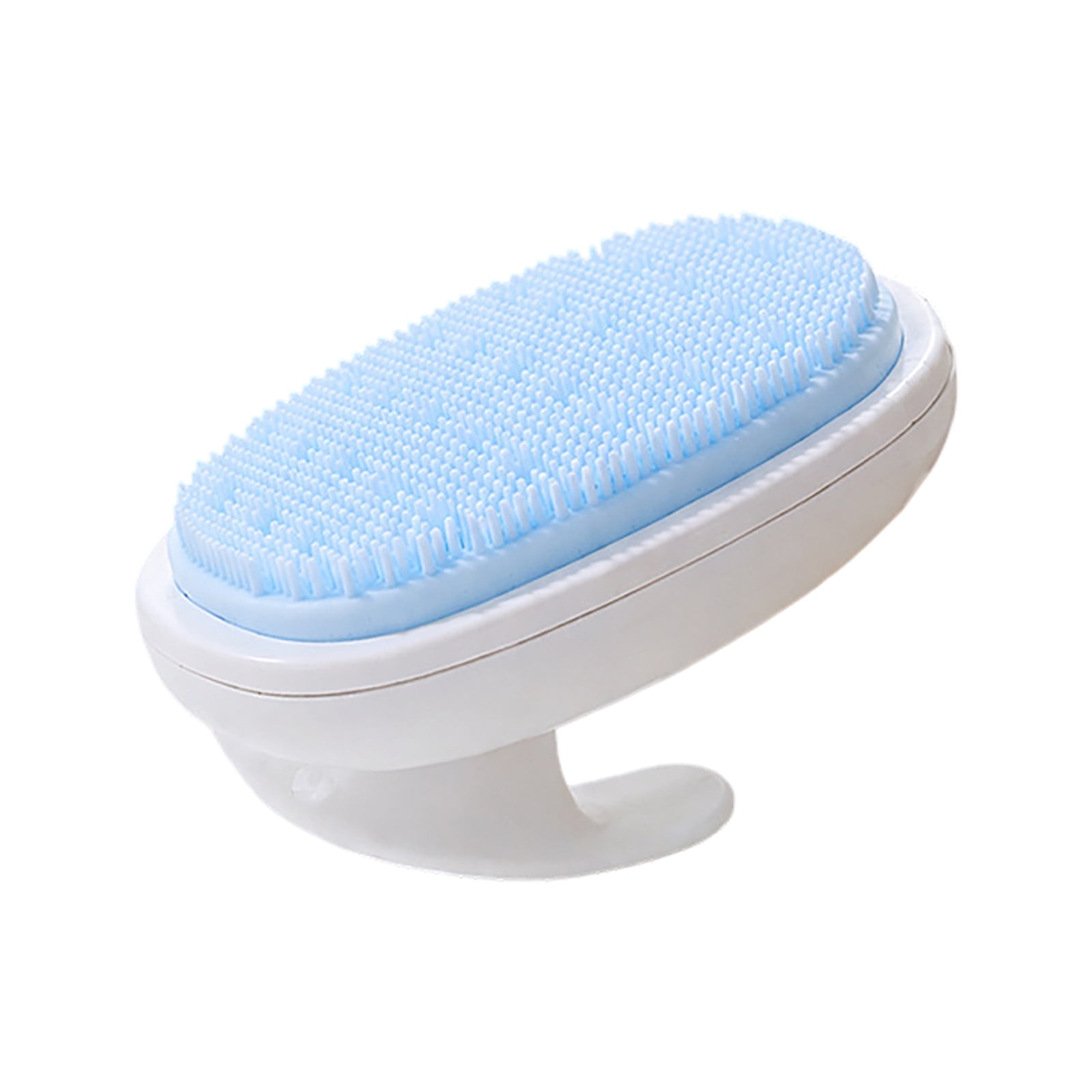 Detachable Silicone Back Scrubber Soap‑Dispensing Shower Brush 2‑in‑1 Handheld Exfoliating Bath Brush Quick‑Drying Curved‑Grip Body Cleanser For Hard‑To‑Reach Areas(Blue)