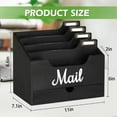 thumbnail image 2 of Wood Desktop Mail Organizer, Mail Organizer Countertop with 4 Compartments and Drawer for File Letter Paper Folder, 2 of 7