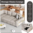 thumbnail image 4 of Merax 109" Large Sectional Sleeper Sofa with Pull Out Bed, Storage Chaise/Shelf & USB Ports, Light Grey Oversized 5 Seat U-Shaped Couch Set, Convertible Sofabed for Living Room and Apartment, Beige, 4 of 7
