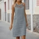 thumbnail image 2 of Vestido veraniego floral con cuello hueco y corte A para mujer 2025: vestido informal de playa con bolsillos, 2 of 5