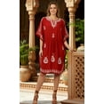 thumbnail image 5 of HAPPY BAY Women's Summer Loungewear Solid Casual Relaxed Caftan Knee Length Cover Up Dresses for Women Plus Size 2X-3X Scarlet, Paisley, 5 of 5