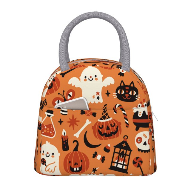 Fotbe Halloween 2 Bolsa de Almuerzo con Estampado, Lonchera Aislada, Contenedor de Comida Reutilizable Tipo Cooler a Prueba de Fugas