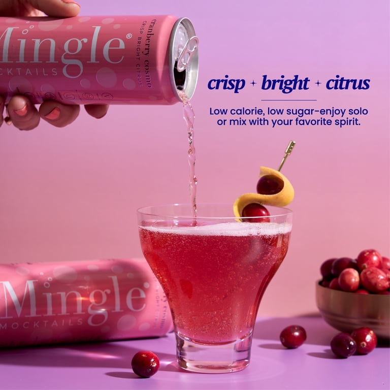 Mingle Mocktails, Cranberry Cosmo, Low Sugar Vegan Drink, 12 fl oz