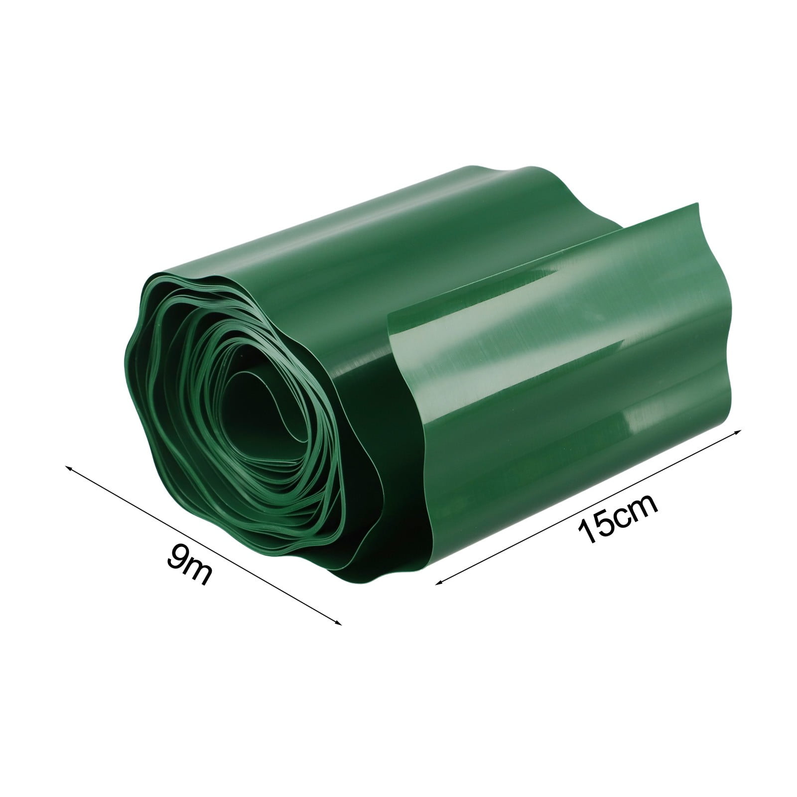 CHENGSI for Flexible Lawn Edging Border Fence 9M Roll Garden Grass Edge Path Divider Waterproof Plastic Barrier for Flower Beds Landscaping Green 15cm Height
