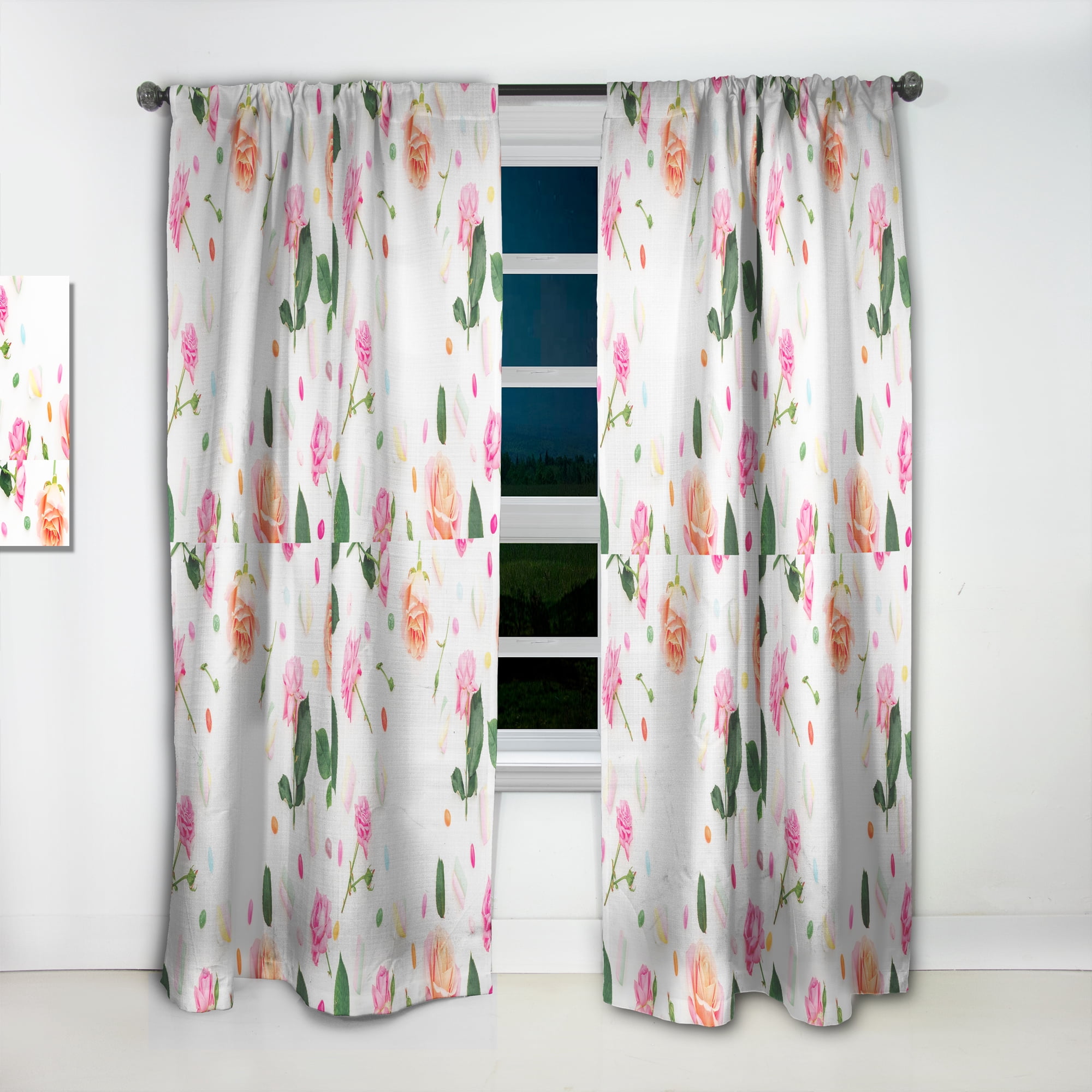 Designart 'Botanical Floral Retro VI' Mid-Century Modern Curtain Panel