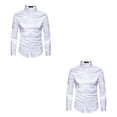 thumbnail image 2 of Sonducket Camisa transpirable para hombre Satén con mangas largas - Trabajo Boda o hogar Camisa para hombre Manga larga formal Blanco grande 2XL blanco 2XL 2Conjunto, 2 of 6