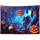 thumbnail image 1 of Halloween Tapestry Terror Pumpkin Jack-O-Lantern Wall Decor Night Spooky Jungle Tapestry Hunted House Photo Wall Art for Bedroom Home Dorm Halloween D, 1 of 5