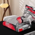 thumbnail image 6 of Homewish 3D Spiral Print Zipper Twin Comforter Sets with Fitted Sheet and 2 Pillowcases,Modern Aesthetic Zipper Bedding Set,Red,Black Reversible,4pcs, 6 of 8