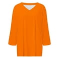 thumbnail image 2 of KBZDBZC Womens Tops and Blouses Women's Solid Color Fashion Casual V Neck Three Quarter Sleeve Tops T Shirt for Women Women's Blouses Womens Casual Blouse(orange,M), 2 of 4