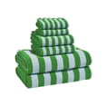 thumbnail image 3 of Beautiful by Drew Barrymore 6-Piece Stripe Hem Bath Towel Set, 100% Cotton, Green, 3 of 4