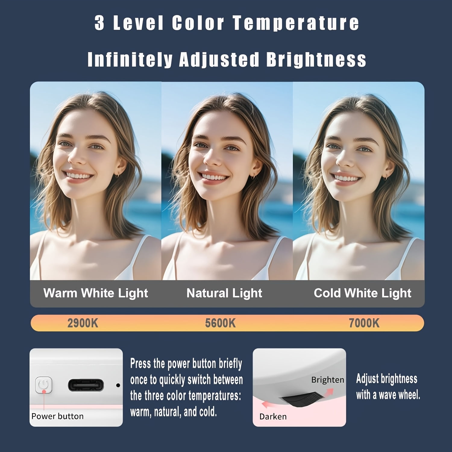 3 in-1 Magnetic Mirror Selfie Light 360° LED Ring Light and Phone Stand, Portable Rechargeable 270° Tilt Fill Light for Selfie, Christmas Makeup, Vlogs, Live Streaming, Video Calls
