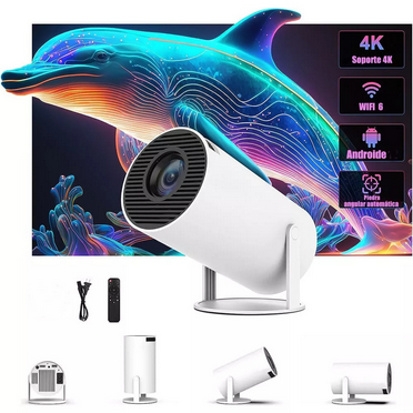 BDQ Projector 4K 1080P Support, Mini HD Projector Smart for Movie Projection,, Auto Keystone 180°Adjustable, Stand Outdoor Movie Home Theater 130",Compatible with Phone Bluetooth 5&WiFi 6, White