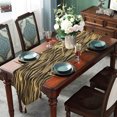 thumbnail image 2 of Violet Linen Tivoli Abstract Pattern, Polyester Jacquard, with Tassles, Gold, 13 Inch x 70 Inch, Decorative Table Runner, 2 of 2