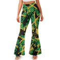 thumbnail image 2 of Xoenoiee Flare Leggings for Women Tall High Waisted Bell Bottom Pants Tummy Control Workout Leggings Slit Flared Hem Yoga Pants for Workout, Gym, Office, Yoga, 2XL, Jamaican Flag Spray Paint Print, 2 of 7