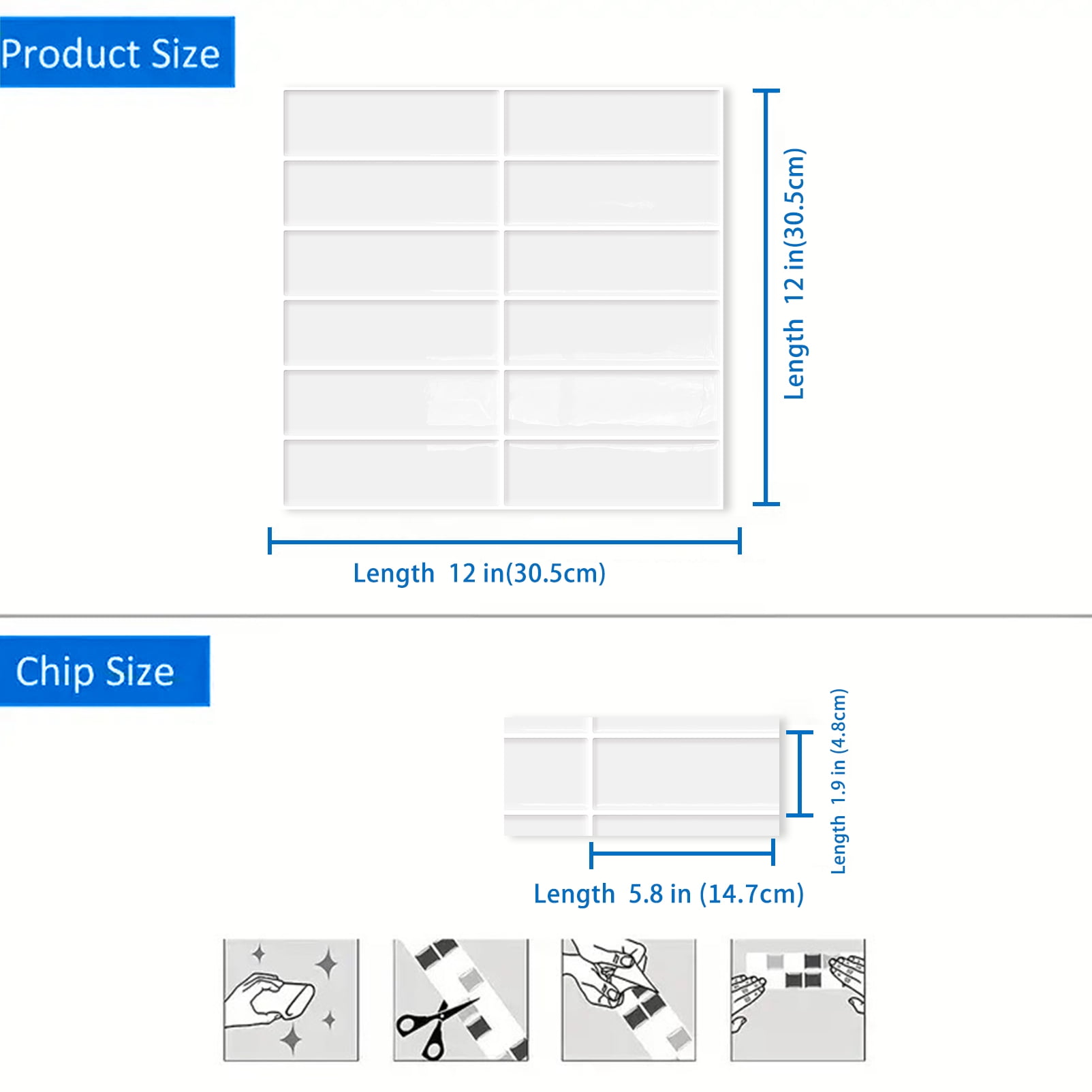 DEWOO 10pcs Peel and Stick Backsplash Wall Tiles, Extra Thick 3D Wall Panels, Heat & Water Resistant, Easy DIY Kitchen, Bathroom, Laundry, Fireplace & Rental Home Wall Décor (White, 12"×12")