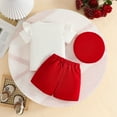 thumbnail image 3 of SONGGE Toddler Girls Short Sleeve Floral O-Neck Tops T Shirt Skirts Shorts Hat Outfit Sets Cartoon Soft Clothes Sets, 3 of 3