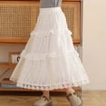 thumbnail image 4 of Girls Floral Lace Tiered Midi Skirt Soft Flowy A Line Dress Autumn Casual Daily WearWhite13-14 Years, 4 of 4