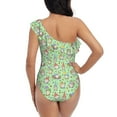 thumbnail image 5 of Gaeub Spring Gnomes Women's One Shoulder Ruffle Tummy Control Swimwear for Swimming Surfing Beach Party - Medium, 5 of 8
