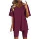 thumbnail image 1 of Blusas para las Mujeres Casual Impreso Cuello en V Manga Corta Blusa Pantalones Cortos, Conjuntos de Ropa para las Mujeres, 1 of 4