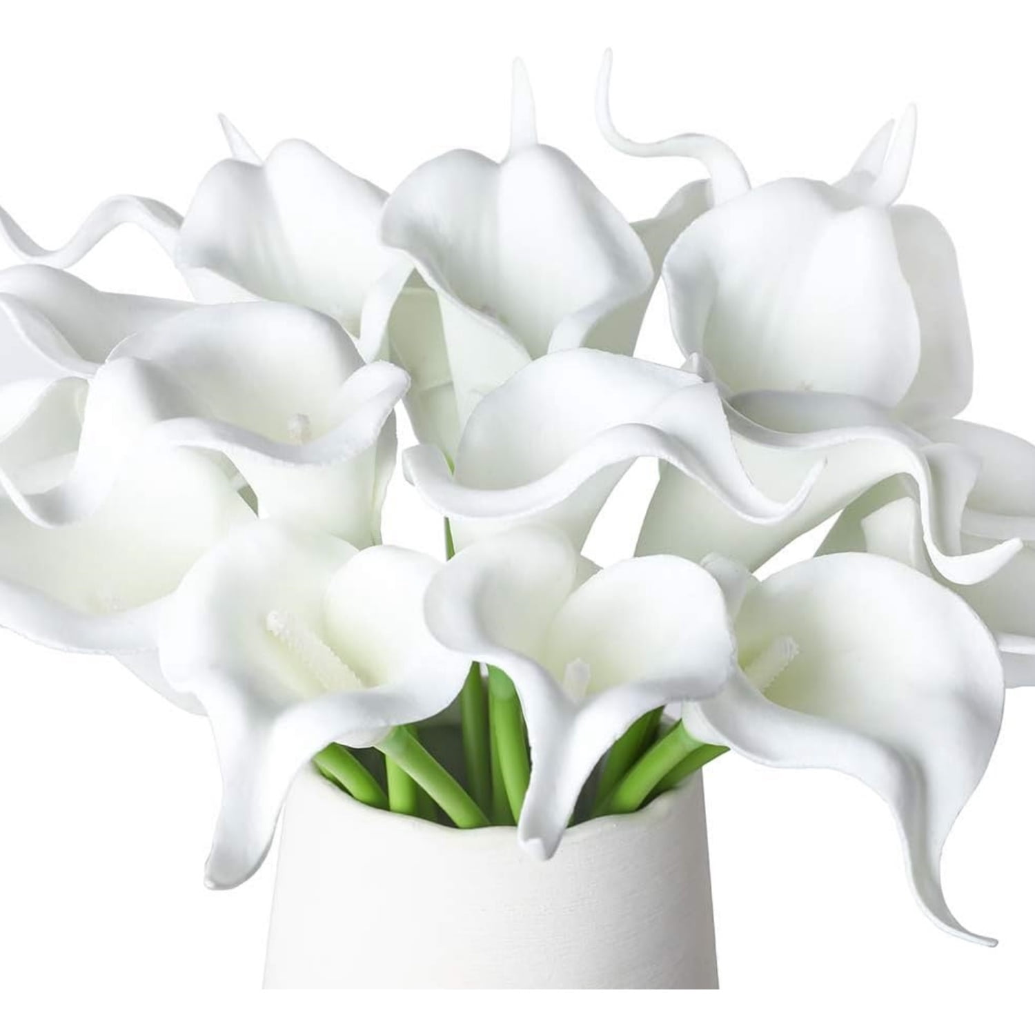 Pure White Flowers,20 Pcs Artificial Calla Lily Flower,Topboutique Fake Flowers,13.5" Artificial Decorative Flowers for Christmas,Thanksgiving,Wedding Party Garden Home Decor