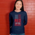 thumbnail image 4 of Remember Everyone Deployed Women's Long Sleeve T-shirt Until They All Come Home RED Friday Military US Flag American Patriot, 4 of 7