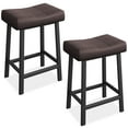 thumbnail image 6 of Garvee Counter Height Bar Stools Set of 2, 24-Inch Upholstered Saddle Barstools with Curved Cushions, Easy Assembly PU Leather Bar Chairs for Kitchen Island, Dining Room, Home Bar, Brown, 6 of 6