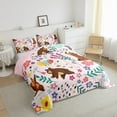 thumbnail image 3 of Cartoon Bear Comforter Bedding Sets Farm Style Bear Flower Duvet Insert Farmhouse Pink Cute Animal Down Comforter 2pcs,Reversible Pink, 3 of 6