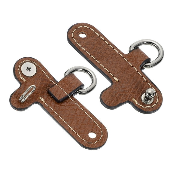 2Pcs Leather Purse Straps, 6.1cmx2.4cm Punch-Free Buckle Bag Strap Transformation Accessories for Mini Bag Handbag Crossbody Shoulder Strap, Brown