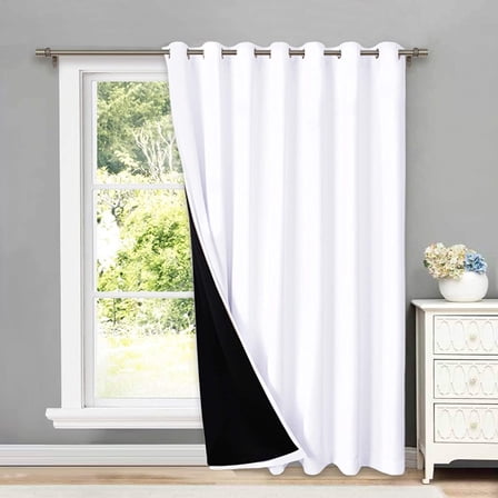 Full Shading Curtains for Patio Door, Super Heavy-Duty Thermal Backing Sliding Glass Door Drape, Privacy Assured Window Treatment(1 Panel, 100 inches W x 84 inches L, Pure White)