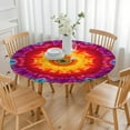 thumbnail image 3 of Colorful Tie Dye Mandala Pattern Round Fitted Tablecloth with Elastic Edge,Dining Table Cover Waterproof,Outdoor Round Tablecloth for Camping,Dining,Indoor and Outdoor, 3 of 7