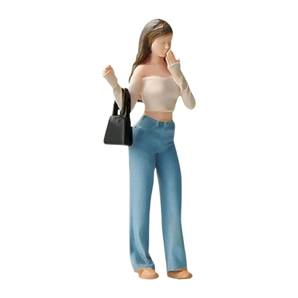 Figuras de modelos 1:64 Figura de resina en miniatura Modelo Figura en miniatura Fotografía Bolso de hombro para chica