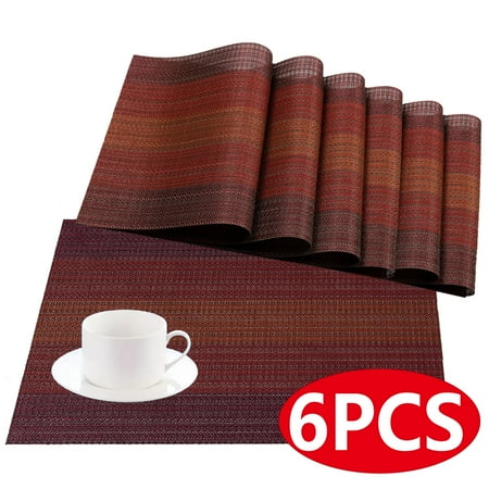 

Placemats for Dining Table Washable PVC Table Mats Woven Vinyl Placemats Table Decor Sets of 6
