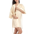 thumbnail image 5 of SELONE Bridesmaid Robes for Wedding Day Yellow Short Length Lightweight Solid 3/4 Sleeve Pajamas S, 5 of 5