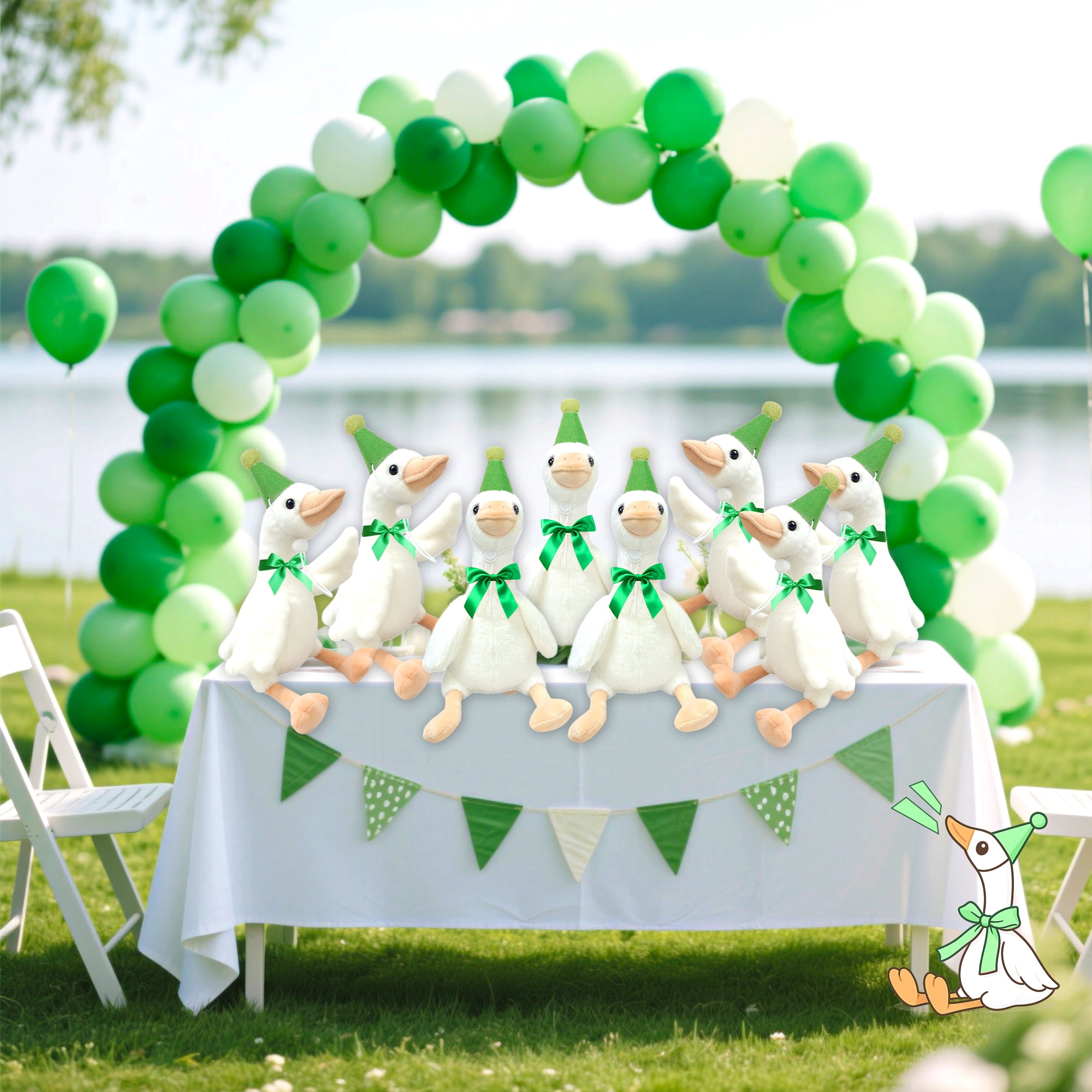 8 Sets One Silly Goose 1st Birthday Decoration 15.7 Inch Soft Silly Goose Stuffed Animal Hat with Wood Table Decor for Birthday Party Baby Shower Decoration