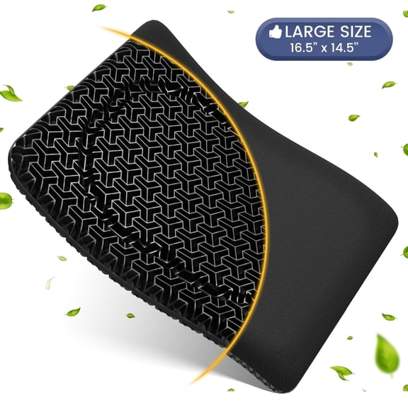 AOLIGO Gel Seat Cushion for Long Sitting, Office Chair, Car, Wheelchair, Black