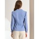 thumbnail image 5 of Elegante camisa abotonada cuello alto con escote en V recortado carrera primavera para mujer Azul L, 5 of 6