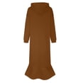 thumbnail image 5 of Sngxgn Women Square Neck Lantern Long Sleeve Ruched Mini Dress(Brown,XXXXXL), 5 of 5