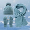 thumbnail image 2 of HNMKIU Winter Warm Lined Knitted Scarf Hat for Adults Cold Weather Outdoor Activities winter hat Unisex for Daily Use 03_Blue,One Size, 2 of 9