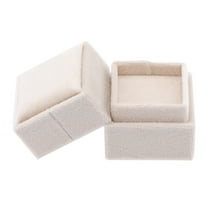 REGALWOVEN Velvet Square Ring Box for Proposal, Engagement, Wedding, Ceremony, Jewelry Ring Box Storage Ring Holder Box Beige 2*2*2in